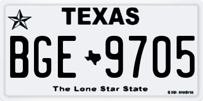 TX license plate BGE9705