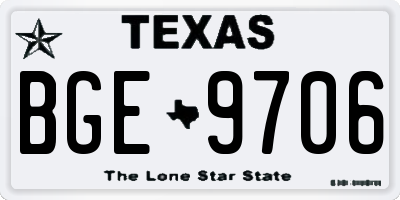TX license plate BGE9706