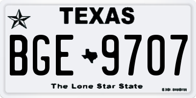 TX license plate BGE9707