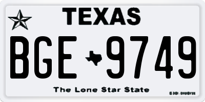 TX license plate BGE9749