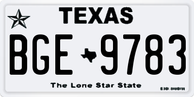 TX license plate BGE9783