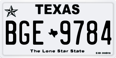 TX license plate BGE9784