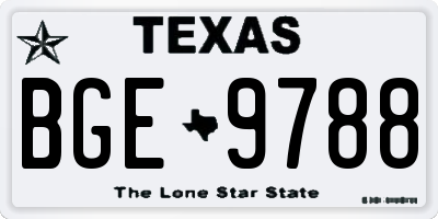 TX license plate BGE9788