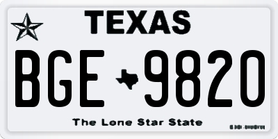 TX license plate BGE9820