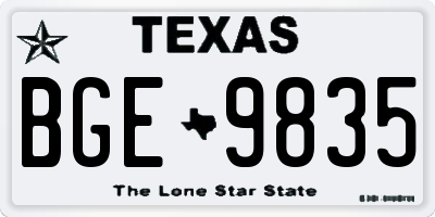 TX license plate BGE9835