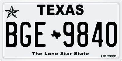 TX license plate BGE9840