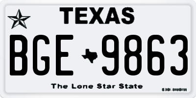 TX license plate BGE9863