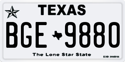 TX license plate BGE9880