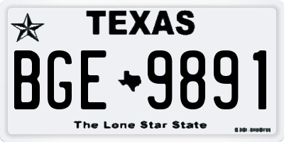 TX license plate BGE9891