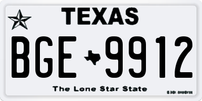 TX license plate BGE9912