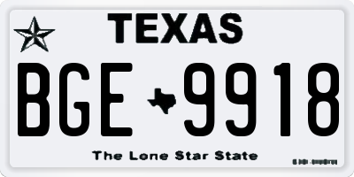 TX license plate BGE9918