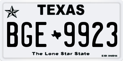 TX license plate BGE9923