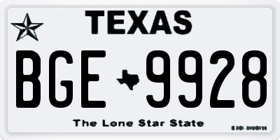 TX license plate BGE9928