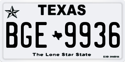 TX license plate BGE9936