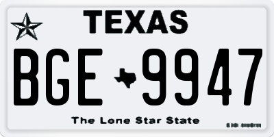 TX license plate BGE9947