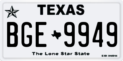 TX license plate BGE9949