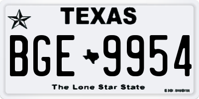 TX license plate BGE9954