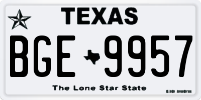 TX license plate BGE9957