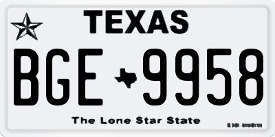 TX license plate BGE9958
