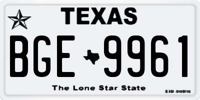 TX license plate BGE9961