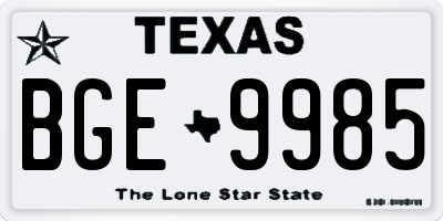 TX license plate BGE9985