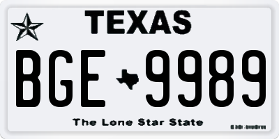 TX license plate BGE9989