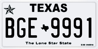 TX license plate BGE9991