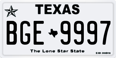 TX license plate BGE9997