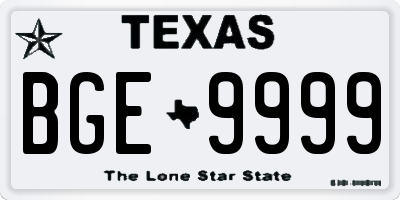 TX license plate BGE9999