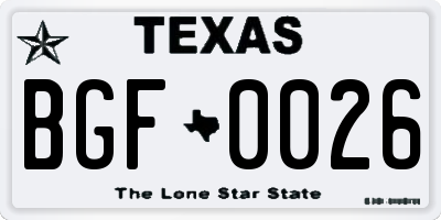 TX license plate BGF0026