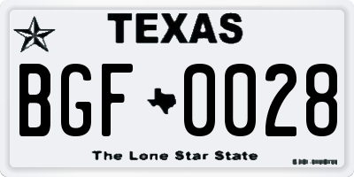 TX license plate BGF0028