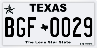 TX license plate BGF0029