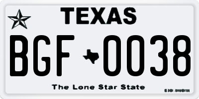 TX license plate BGF0038
