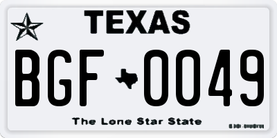TX license plate BGF0049