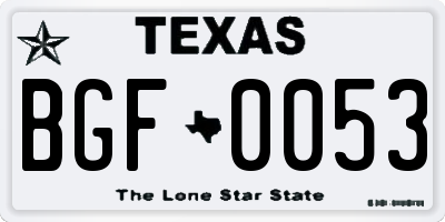 TX license plate BGF0053
