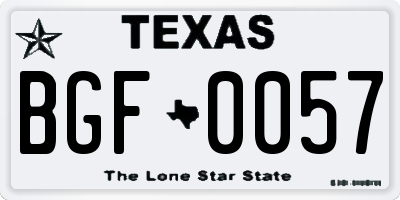 TX license plate BGF0057