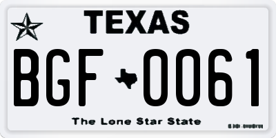 TX license plate BGF0061
