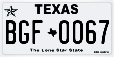 TX license plate BGF0067