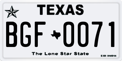 TX license plate BGF0071