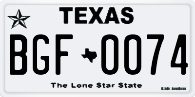 TX license plate BGF0074