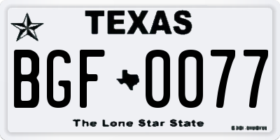 TX license plate BGF0077