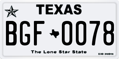 TX license plate BGF0078