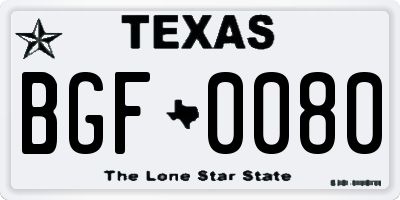 TX license plate BGF0080