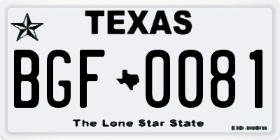 TX license plate BGF0081