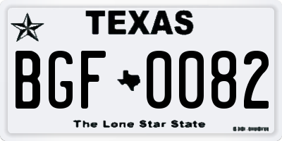 TX license plate BGF0082