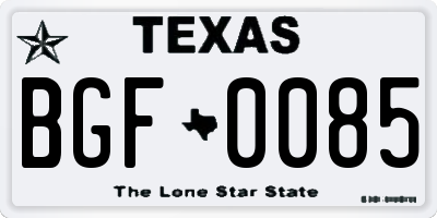 TX license plate BGF0085