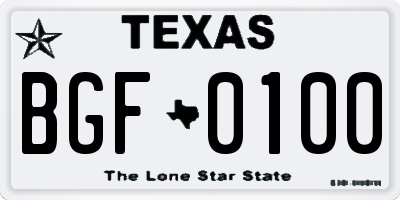 TX license plate BGF0100