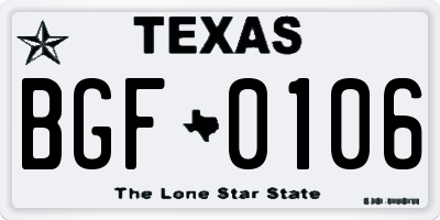 TX license plate BGF0106