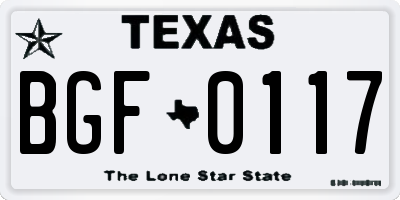 TX license plate BGF0117