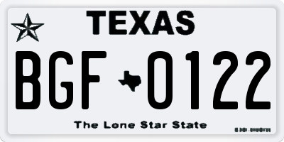 TX license plate BGF0122